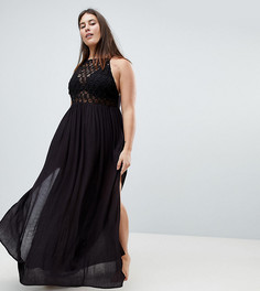 Пляжное платье макси со вставкой кроше ASOS CURVE Premium - Черный