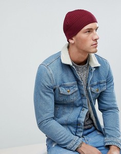 Шапка-бини из трикотажа с добавлением хлопка в рубчик Jack &amp; Jones - Красный