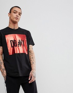 Длинная футболка с принтом и молниями по бокам Bikkembergs - Черный