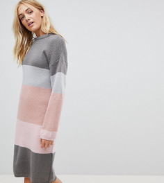 Вязаное платье в полоску ASOS TALL - Серый