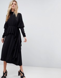Чайное платье с открытой спиной ASOS - Черный
