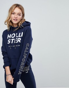 Свободный худи с логотипом Hollister - Темно-синий