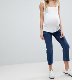 Прямые джинсы с завышенной талией и необработанными краями ASOS MATERNITY AUTHENTIC - Синий