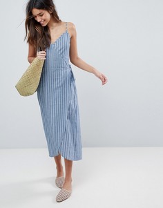 Платье макси в полоску с запахом сбоку ASOS - Мульти