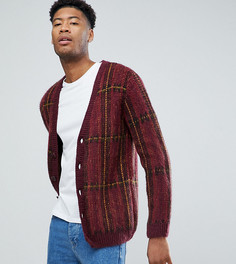 Бордовый пушистый oversize-кардиган в клетку ASOS TALL - Красный