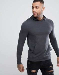 Худи черного выбеленного цвета обтягивающего кроя ASOS - Черный