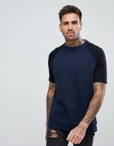Темно-синий свитшот с черными короткими рукавами ASOS - Темно-синий
