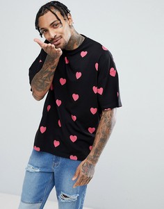 Оверсайз-футболка с принтом ASOS Valentines - Черный