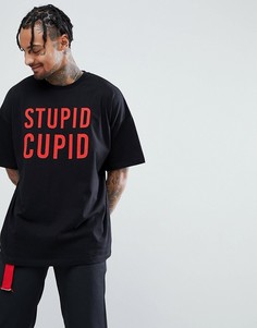 Оверсайз-футболка с принтом Stupid Cupid ASOS Valentines - Черный
