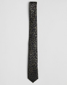 Золотистый галстук с леопардовым принтом ASOS - Черный