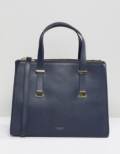 Большая структурированная сумка-тоут с регулируемыми ручками Ted Baker - Темно-синий