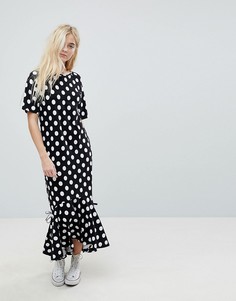 Асимметричное платье макси в горошек ASOS - Мульти