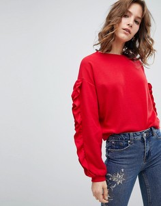 Джемпер с оборками на рукавах New Look - Красный