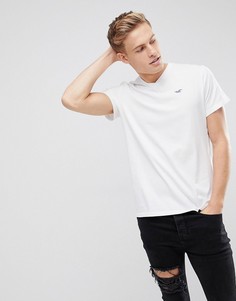 Белая футболка с логотипом и V-образным вырезом Hollister - Белый