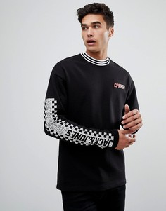 Лонгслив с шахматным принтом на рукавах Jack &amp; Jones Originals - Черный