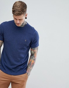 Темно-синяя облегающая футболка из фактурного вафельного трикотажа Farah Lesser - Темно-синий