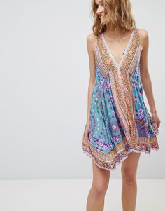 Трапециевидное платье-комбинация в стиле бохо Free People - Зеленый