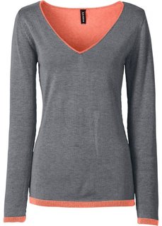 Пуловер из фасонной пряжи (дымчато-серый/лососевый) Bonprix