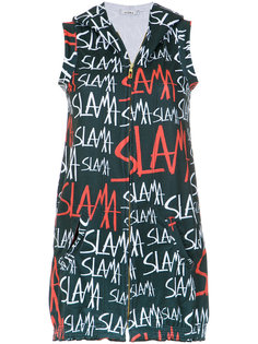 logo print hood dress Amir Slama