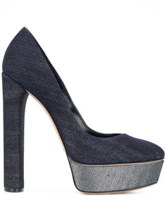джинсовые туфли-лодочки на платформе Casadei