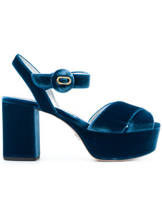 platform velvet sandals Prada