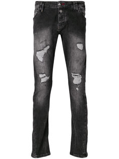 джинсы с рваными деталями Philipp Plein