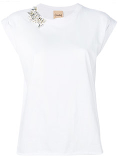 crystal embellished T-shirt Nude