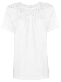 расклешеннная футболка с кружевной вставкой Chloé