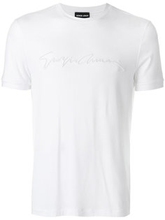 футболка с вышитым логотипом Giorgio Armani