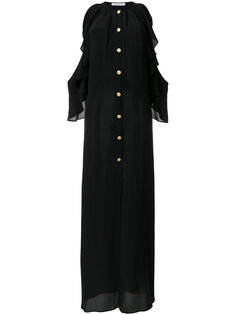 cold shoulder ruffle trim dress Pierre Balmain