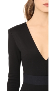 alice + olivia Simone Deep V Strong Shoulder Dress