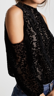 alice + olivia Hallie Cold Shoulder Velvet Blouse