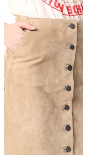 ANINE BING Button Down Suede Skirt