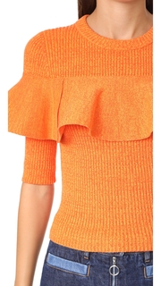 Apiece Apart Cropped Ribbed Ruffle Sweater