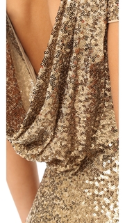 Badgley Mischka Collection Sequin Cowl Back Gown