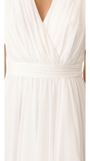 Badgley Mischka Collection Ruffle Front V Neck Gown