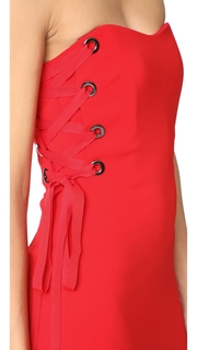Badgley Mischka Collection Strapless Lace Up Gown