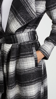 BB Dakota Sisson Plaid Drape Front Coat