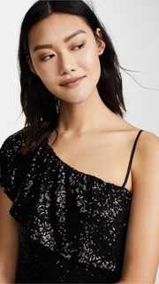 BB Dakota Clair One Shoulder Sequin Ruffle Top