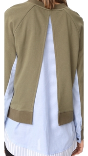 Derek Lam 10 Crosby Sweatshirt with Shirting Combo