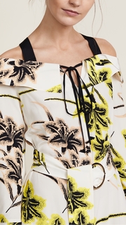 Derek Lam 10 Crosby Off The Shoulder Belted Dress With Pleated Hem