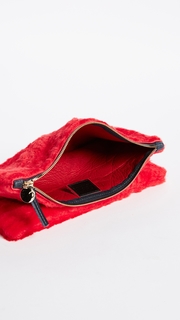Clare V. Fold Over Shearling Clutch