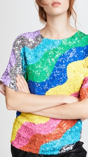 Mira Mikati Rainbow Wave Sequin Top