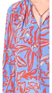 Diane von Furstenberg Tie Front Keyhole Blouse