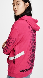 FREECITY Leopard Print Sherpa Zip Hoodie Top