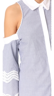 Jonathan Simkhai Cold Shoulder Ruffle Sleeve Top