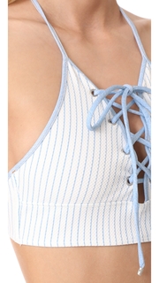 Jonathan Simkhai Lace Up Bikini Top with Grommets