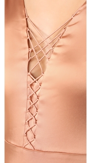 Jonathan Simkhai Fluid Stretch Sateen Lace Up Dress