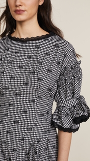 Jonathan Simkhai Smocked Gingham Relaxed Flare Dress
