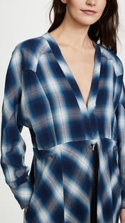 Jonathan Simkhai Washed Plaid Diamond Western Midi Dress